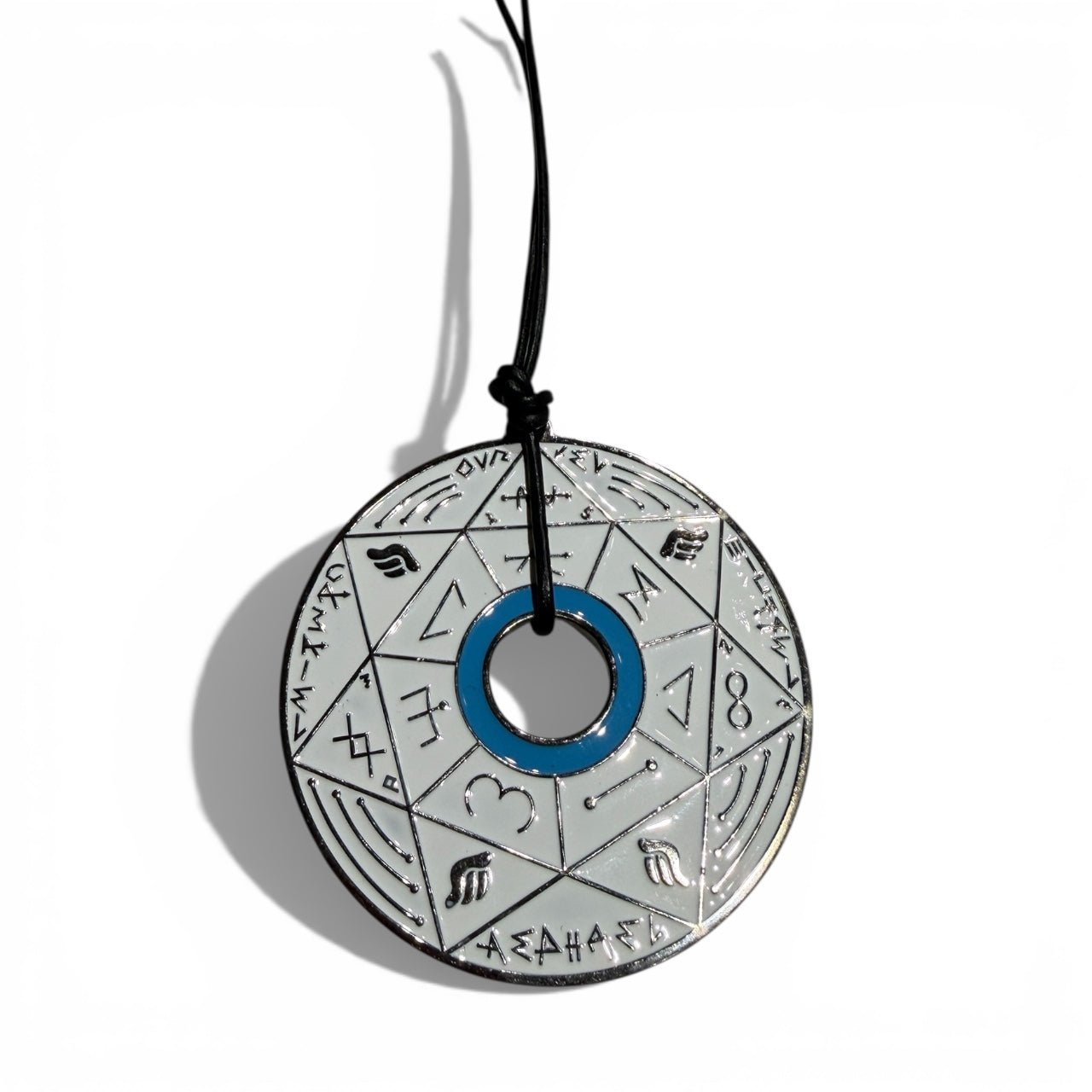 Pendentif Pentacle Kabbalistique de Clarté, de Verrouillage & de Vérité TRINITY "Alba" White & Black, Turquoise - Limited Edition