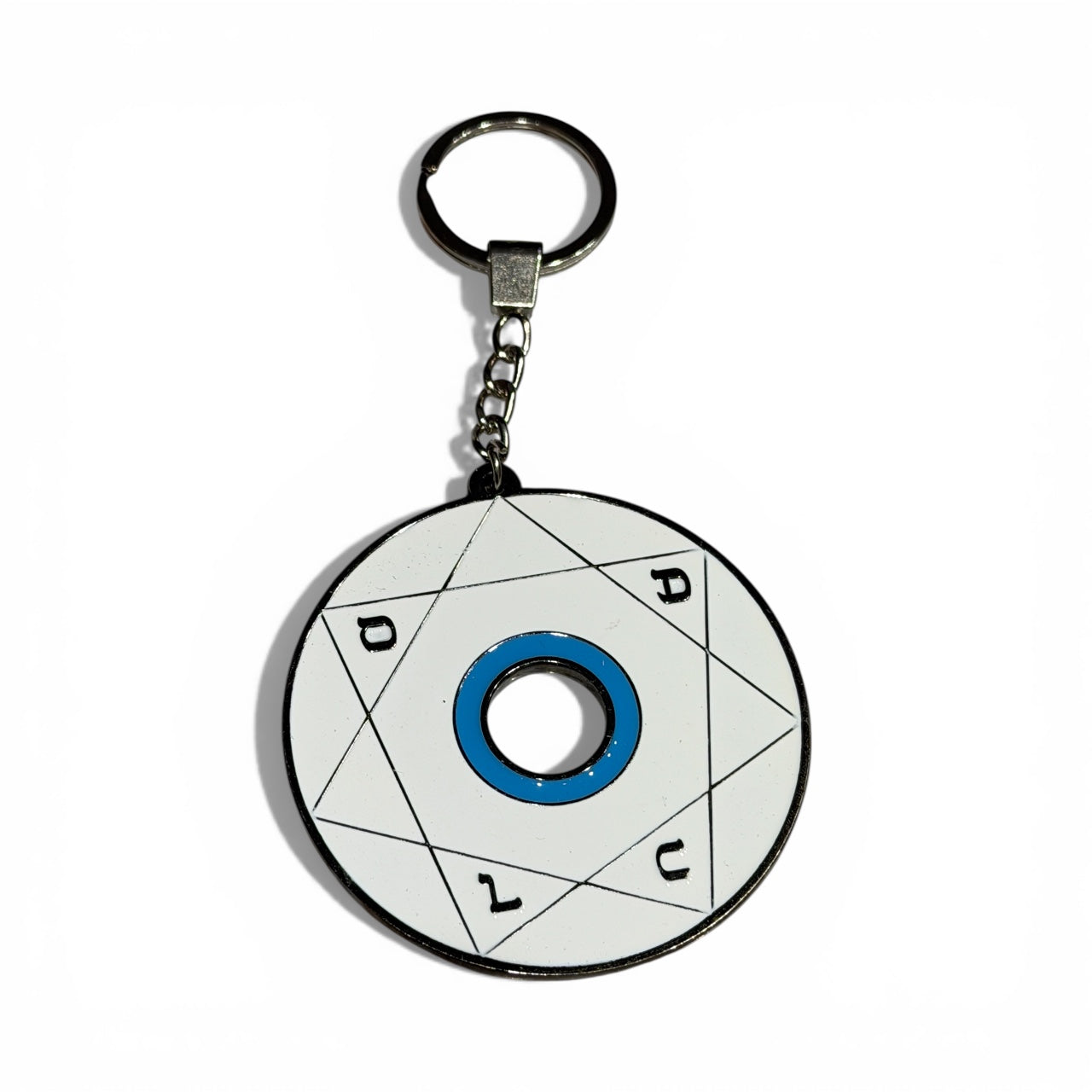 Porte-clé Pentacle Kabbalistique de Clarté, de Verrouillage & de Vérité TRINITY "Alba" White & Black, Turquoise - Limited Edition