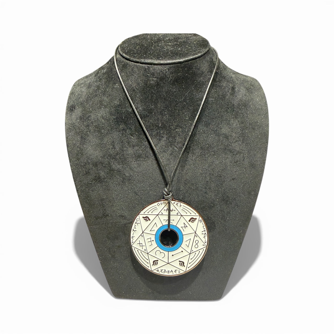 Pendentif Pentacle Kabbalistique de Clarté, de Verrouillage & de Vérité TRINITY "Alba" White & Black, Turquoise - Limited Edition