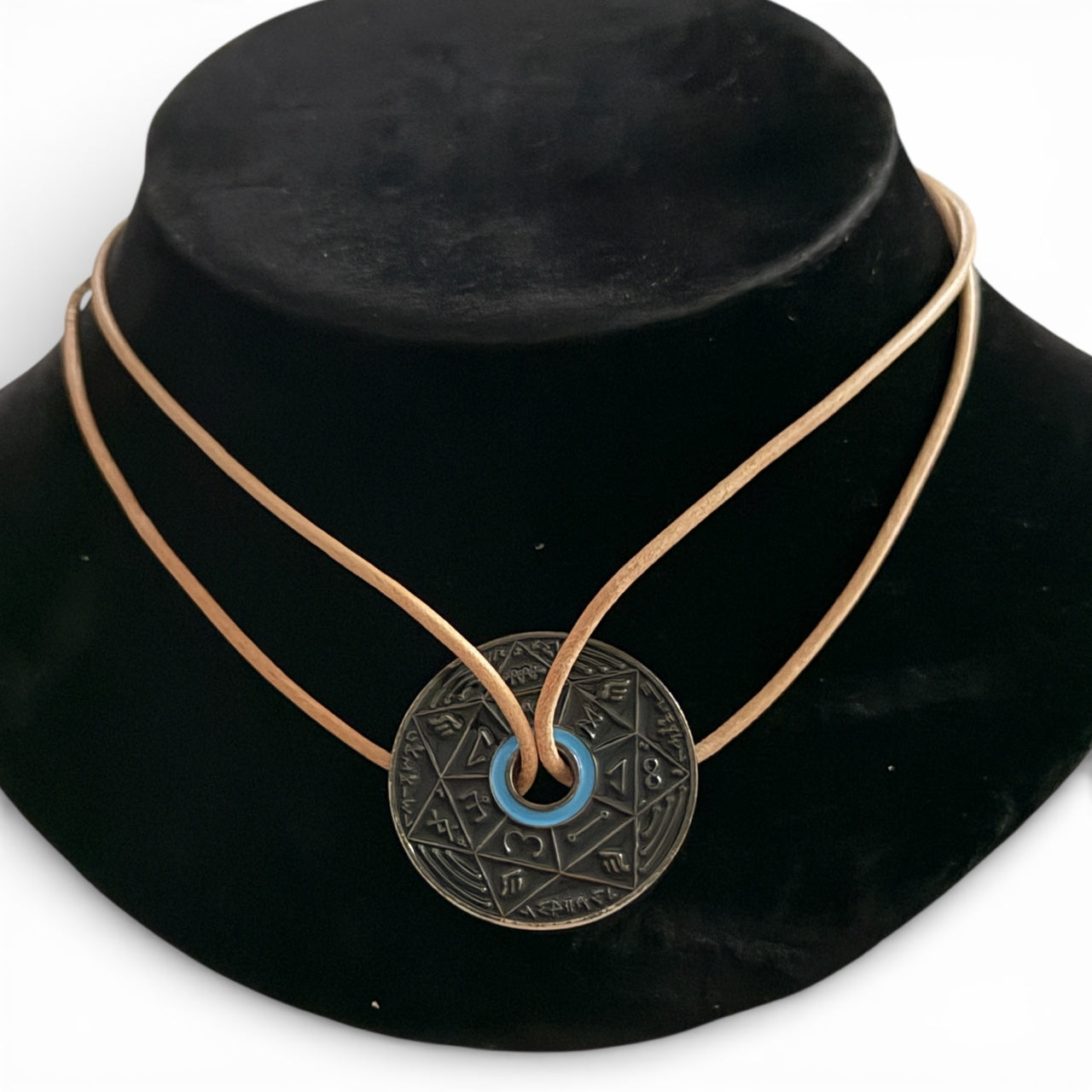 Collier Pentacle Kabbalistique TRINITY TSAMID "Nox" Full Black &amp; Turquoise - Limited Edition