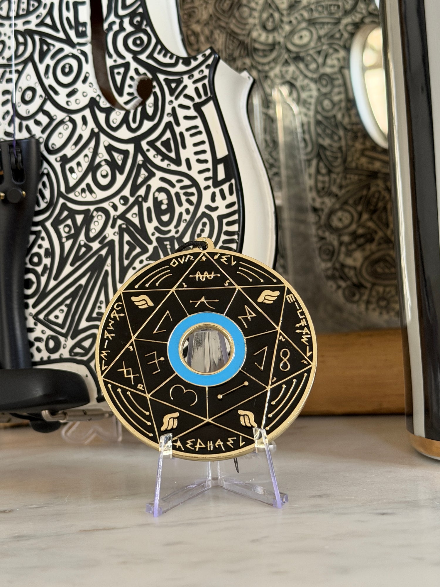 Chevalet Pentacle TRINITY Black &amp; Gold -  La Roue des 7 Sceaux - Édition signée de la main de LA CONNAISSANCE - Limited Edition