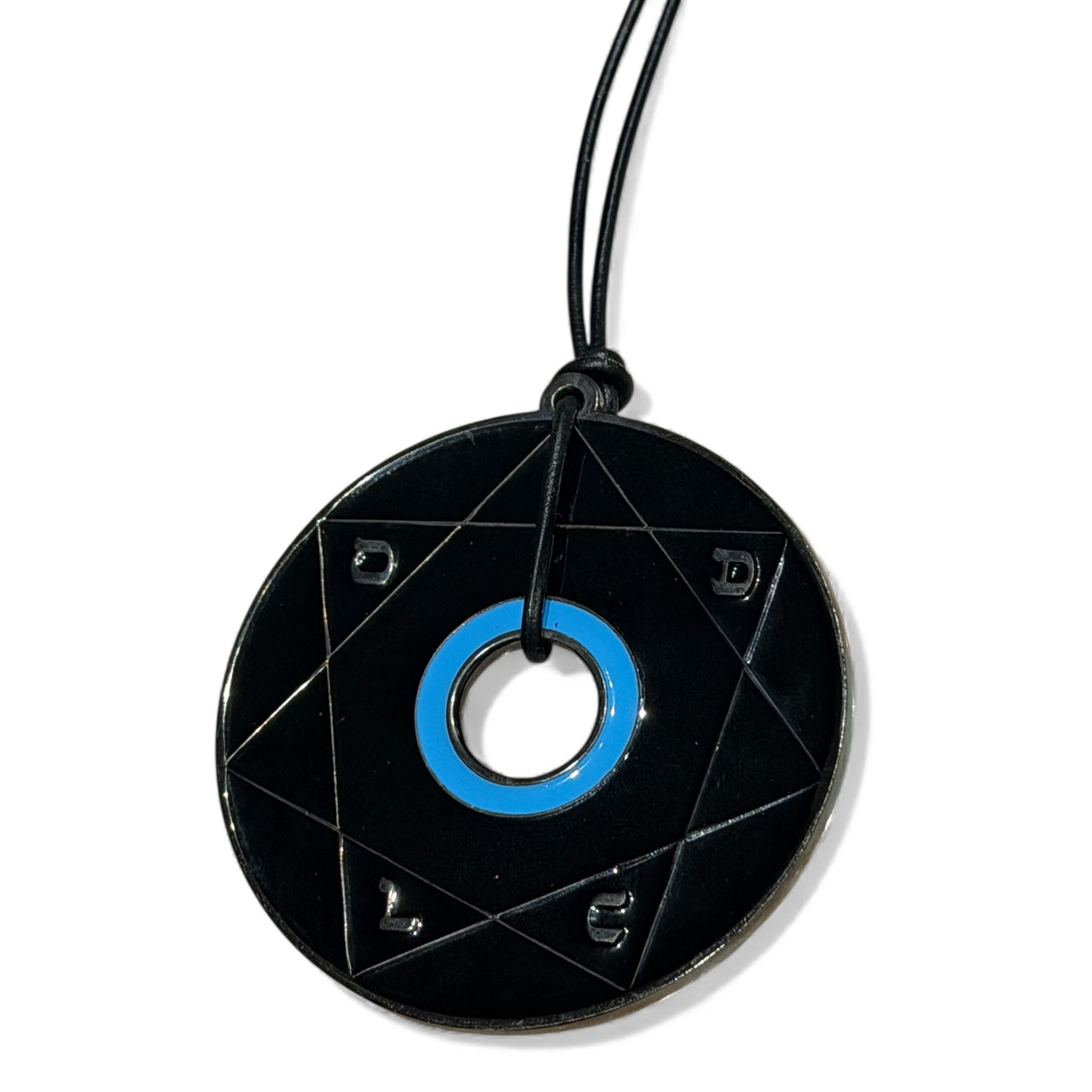 Pendentif Pentacle Kabbalistique de Verrouillage &amp; de Vérité TRINITY "Nox" Full Black &amp; Turquoise - Limited Edition
