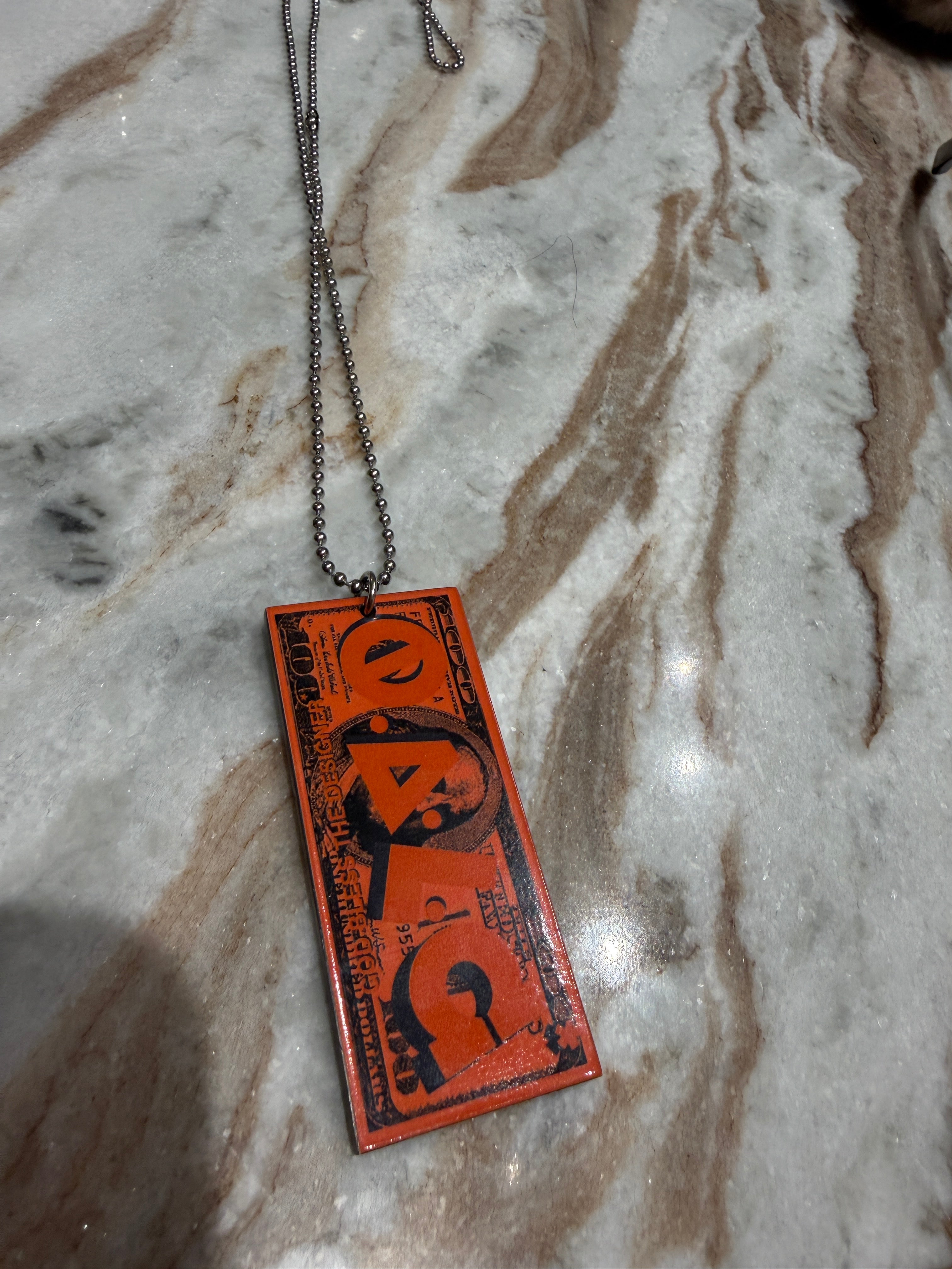 Pendentif Plaque SHEFA DOLLAR Full Orange - Collection Collier Militaire – Édition Mythique de L&