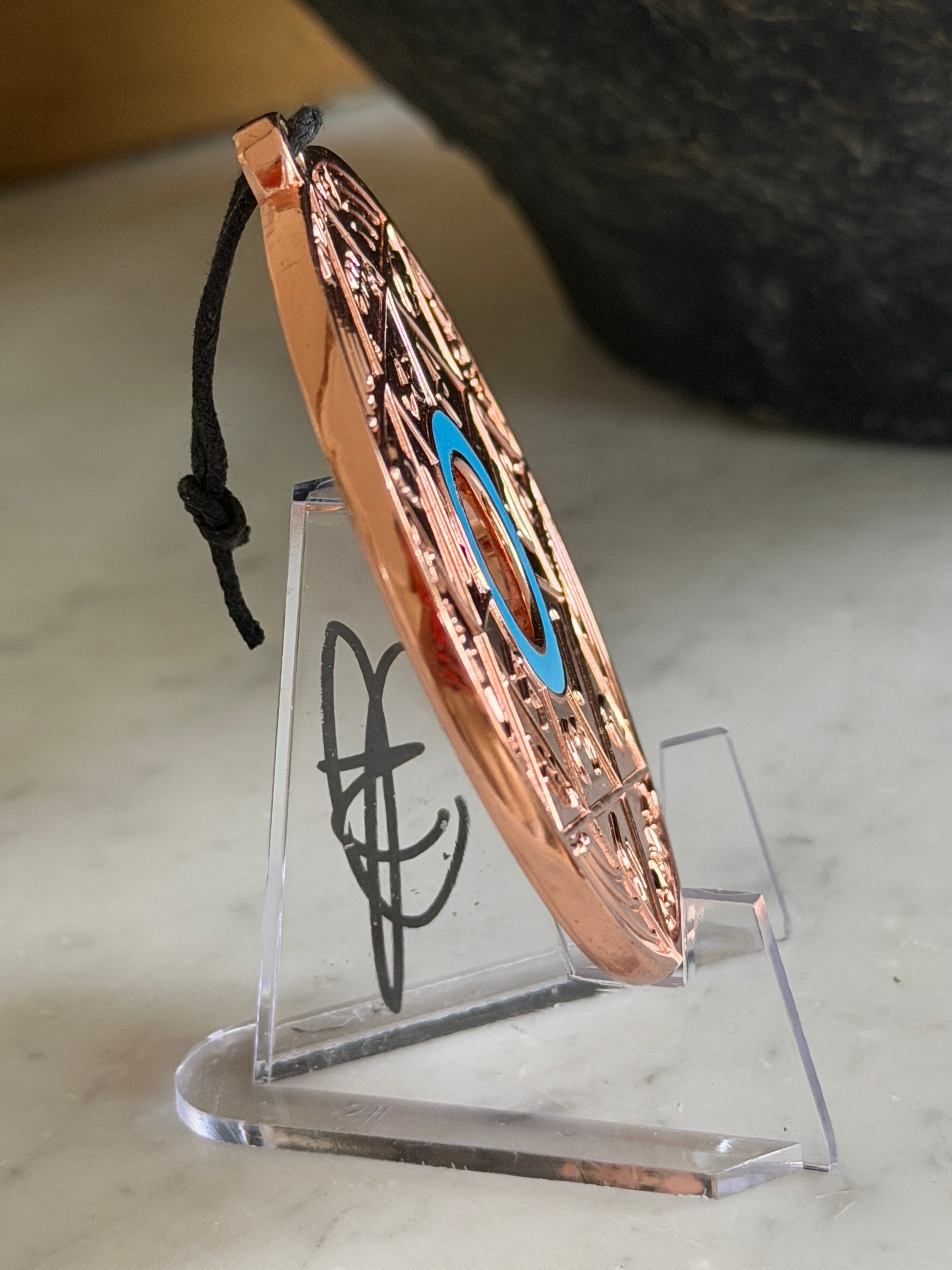 Chevalet Pentacle de Stabilité et de Vérité TRINITY Bronze - La roue des 7 sceaux - Édition signée de la main de la CONNAISSANCE - Limited Edition