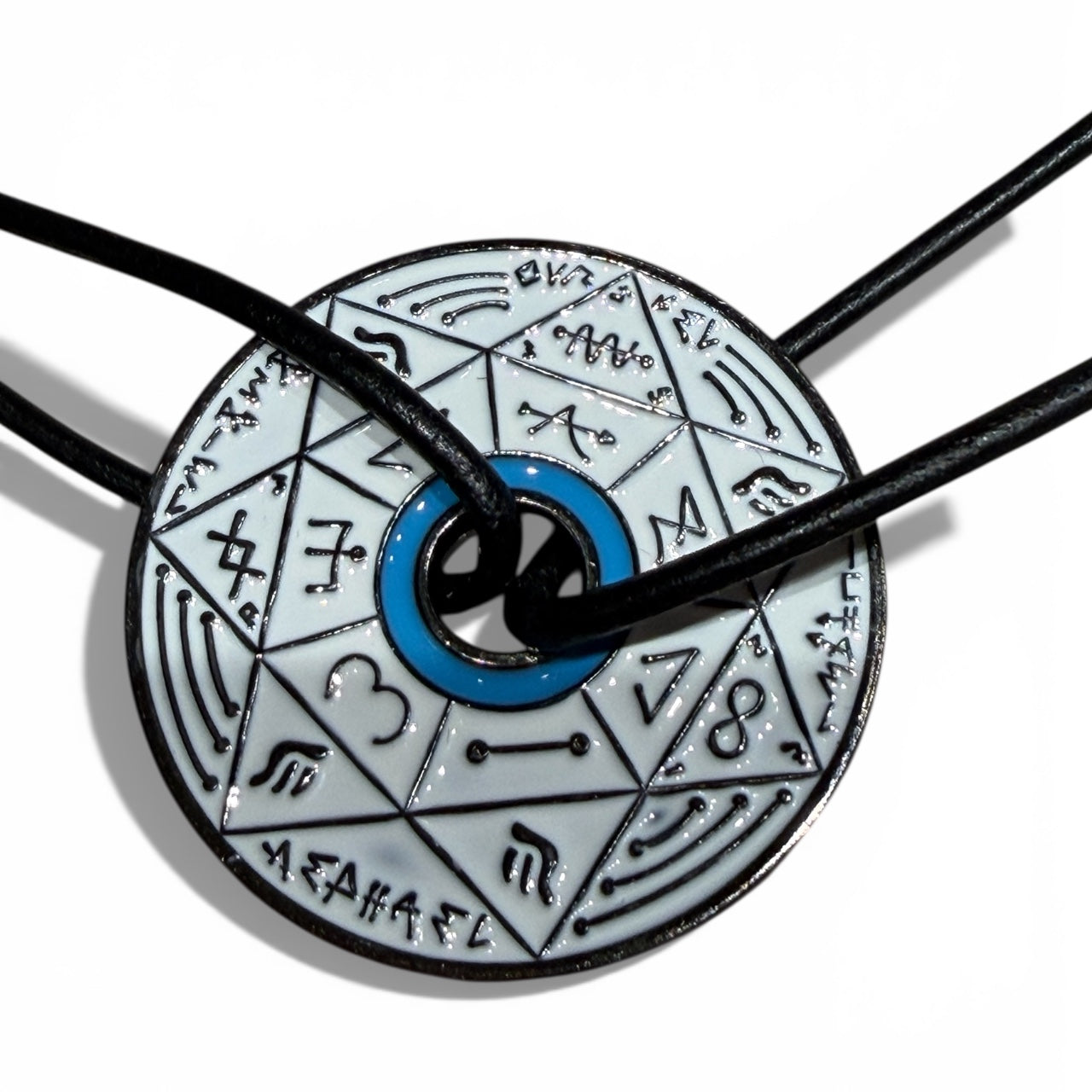 Collier Pentacle Kabbalistique TRINITY TSAMID "Alba" White &amp; Turquoise - Limited Edition