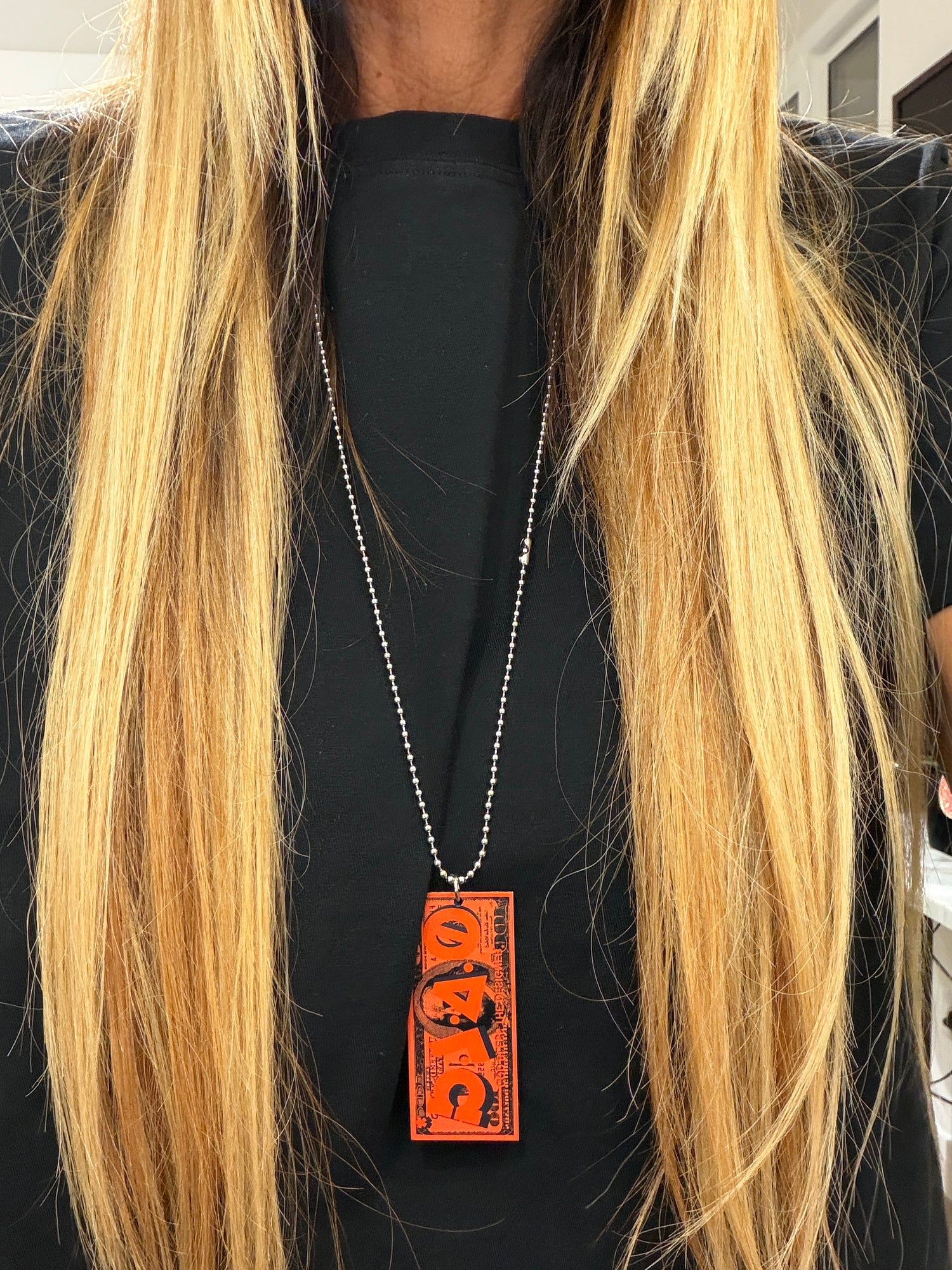 Pendentif Plaque SHEFA DOLLAR Full Orange - Collection Collier Militaire – Édition Mythique de L&