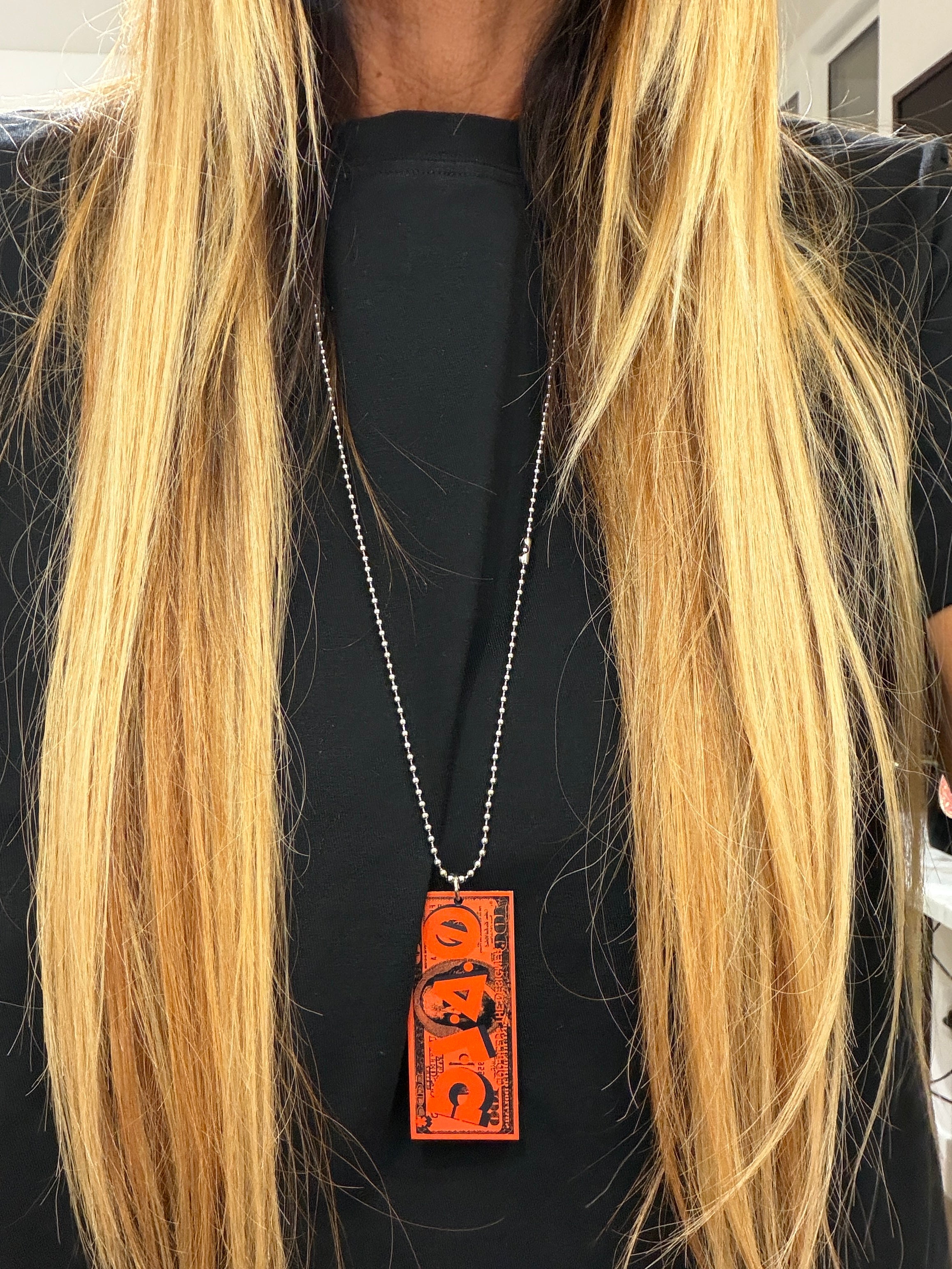 Pendentif Plaque SHEFA DOLLAR Full Orange - Collection Collier Militaire – Édition Mythique de L&