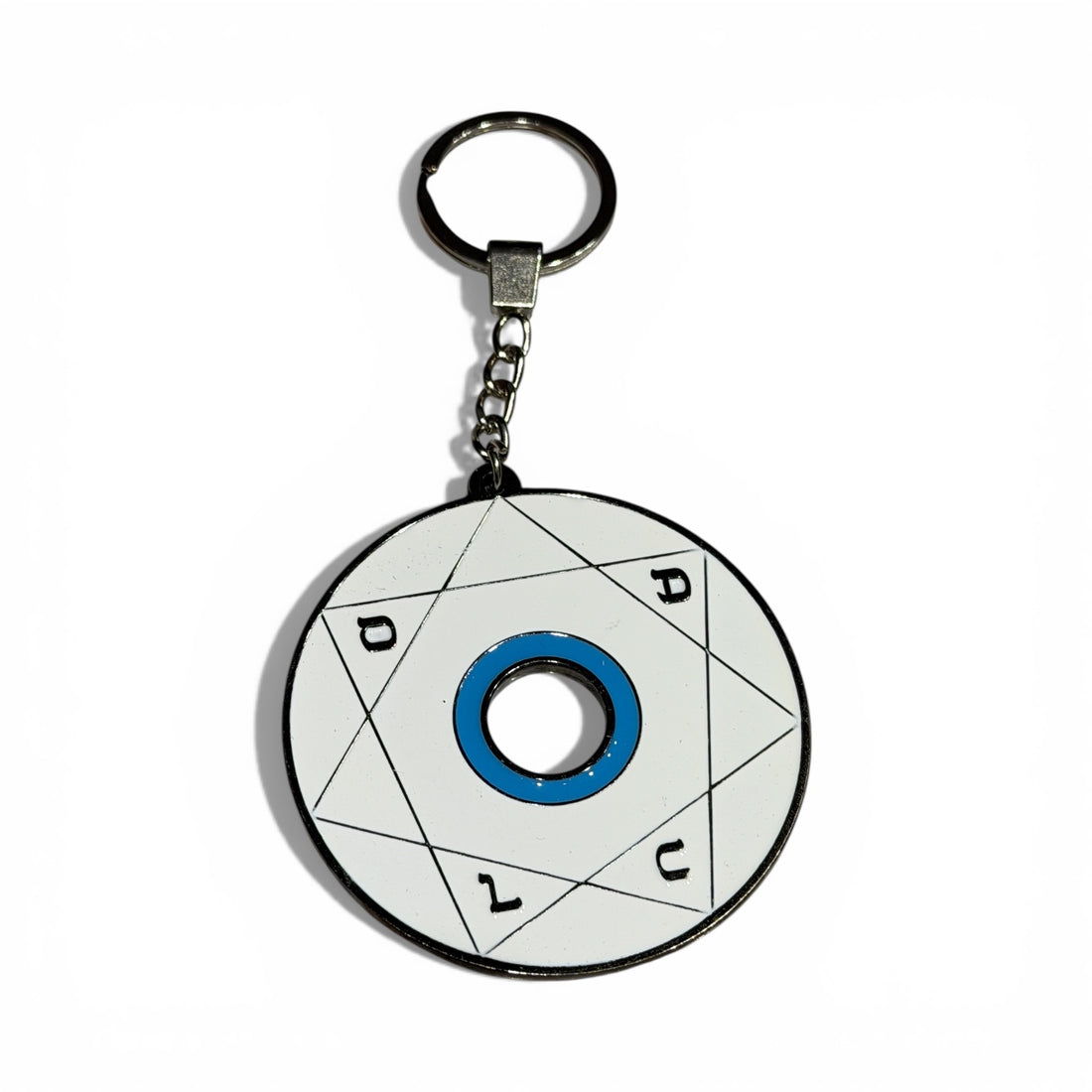 Porte-clé Pentacle Kabbalistique de Clarté, de Verrouillage &amp; de Vérité TRINITY "Alba" White &amp; Black, Turquoise - Limited Edition