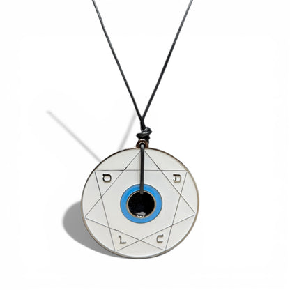 Pendentif Pentacle Kabbalistique de Clarté, de Verrouillage &amp; de Vérité TRINITY "Alba" White &amp; Black, Turquoise - Limited Edition