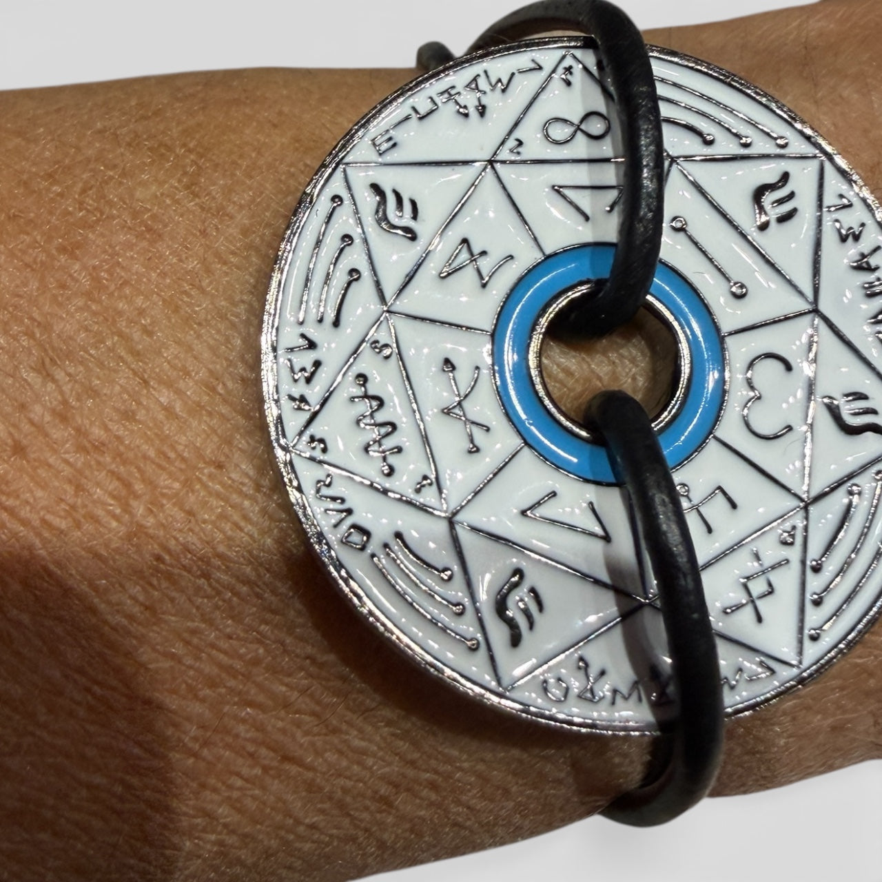 Bracelet Pentacle Kabbalistique TRINITY TSAMID "Alba" White &amp; Turquoise - Limited Edition