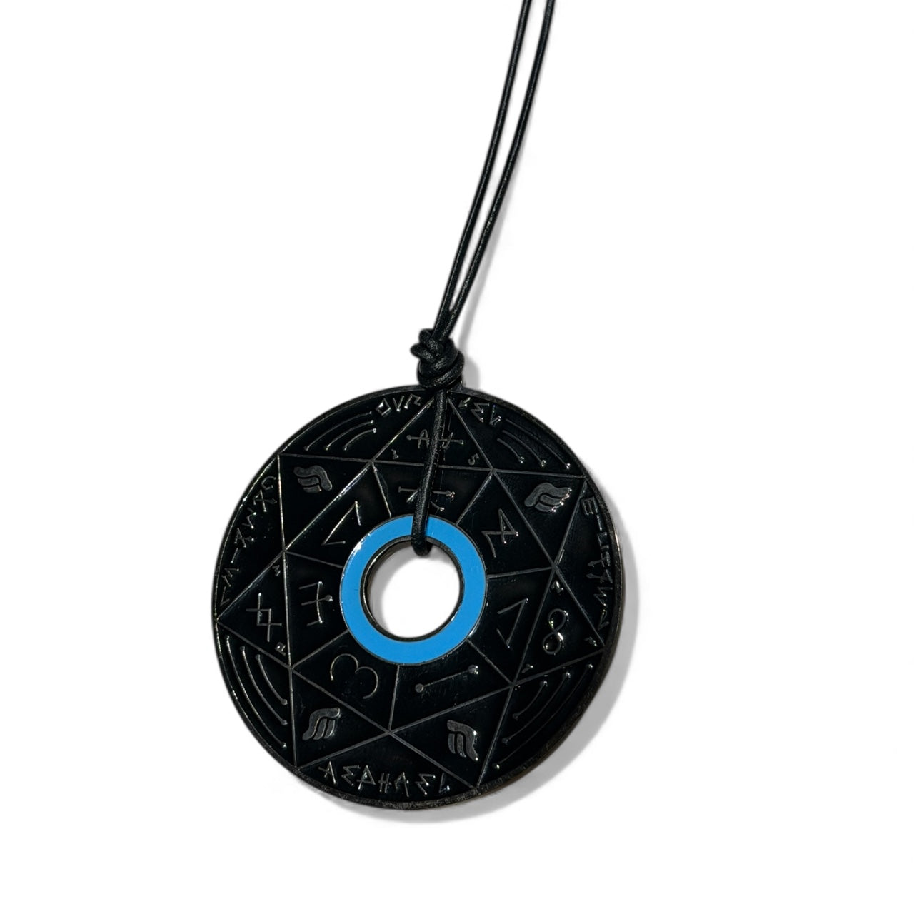 Pendentif Pentacle Kabbalistique de Verrouillage &amp; de Vérité TRINITY "Nox" Full Black &amp; Turquoise - Limited Edition