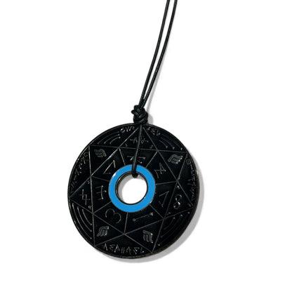 Pendentif Pentacle Kabbalistique de Verrouillage &amp; de Vérité TRINITY "Nox" Full Black &amp; Turquoise - Limited Edition
