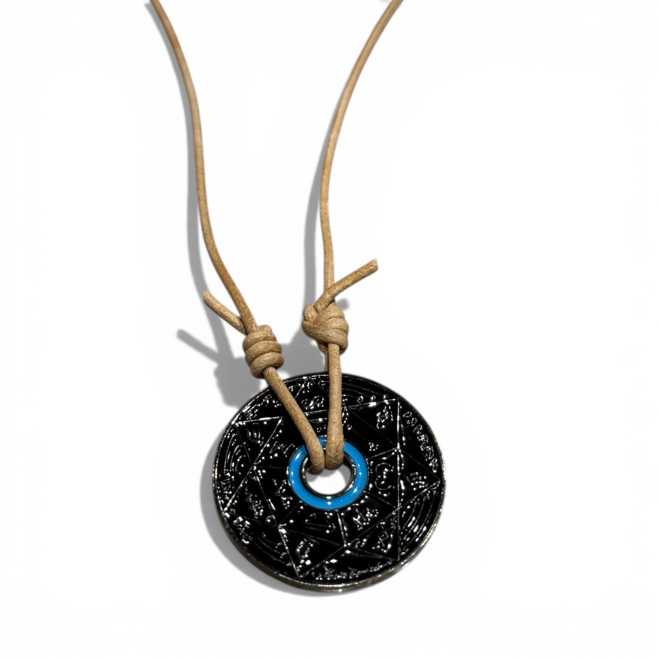 Collier Pentacle Kabbalistique TRINITY TSAMID "Nox" Full Black &amp; Turquoise - Limited Edition