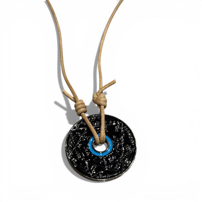 Collier Pentacle Kabbalistique TRINITY TSAMID "Nox" Full Black &amp; Turquoise - Limited Edition