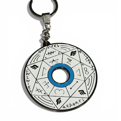 Porte-clé Pentacle Kabbalistique de Clarté, de Verrouillage &amp; de Vérité TRINITY "Alba" White &amp; Black, Turquoise - Limited Edition