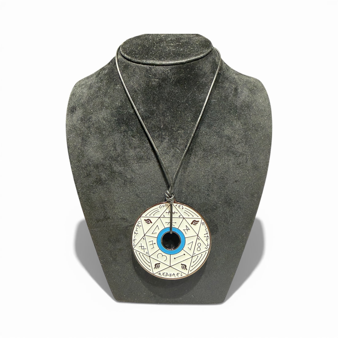 Pendentif Pentacle Kabbalistique de Clarté, de Verrouillage &amp; de Vérité TRINITY "Alba" White &amp; Black, Turquoise - Limited Edition