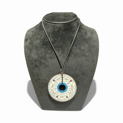 Pendentif Pentacle Kabbalistique de Clarté, de Verrouillage &amp; de Vérité TRINITY "Alba" White &amp; Black, Turquoise - Limited Edition