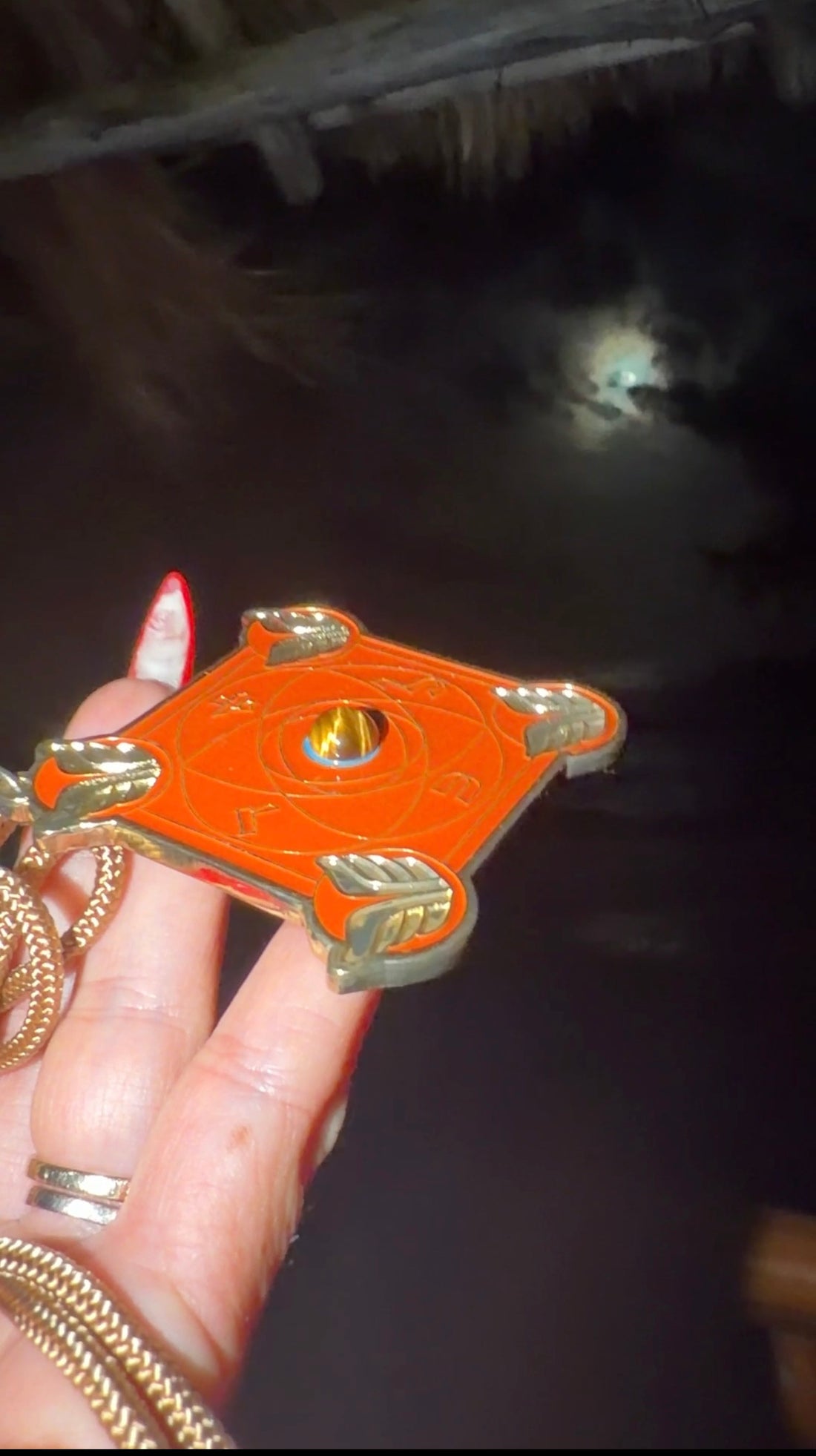 TERRAE AXIS-TALISMAN KABBALISTIQUE MYSTIQUE Terracotta Orange - Œil central en Œil de Tigre