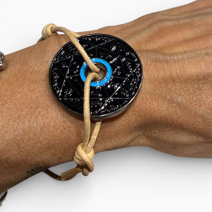 Bracelet Pentacle Kabbalistique TRINITY TSAMID NOX Full Black &amp; Turquoise - Limited Edition