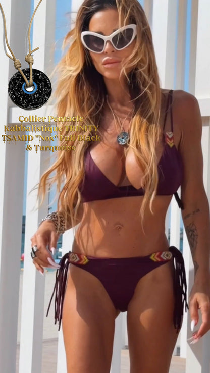 Collier Pentacle Kabbalistique TRINITY TSAMID "Nox" Full Black &amp; Turquoise - Limited Edition