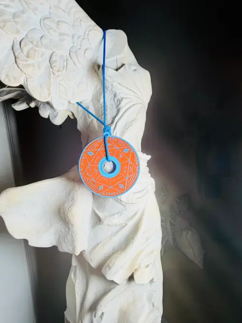 Pendentif Pentacle Kabbalistique Orange & Turquoise - Limited Edition