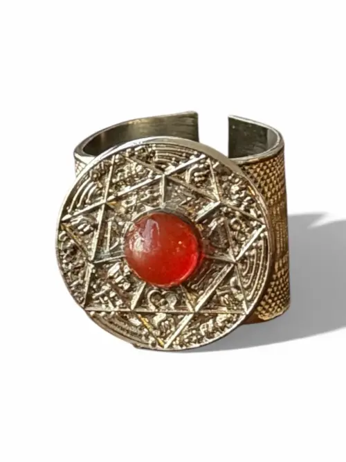 Sceau Salomonien Argent - Agate Rouge