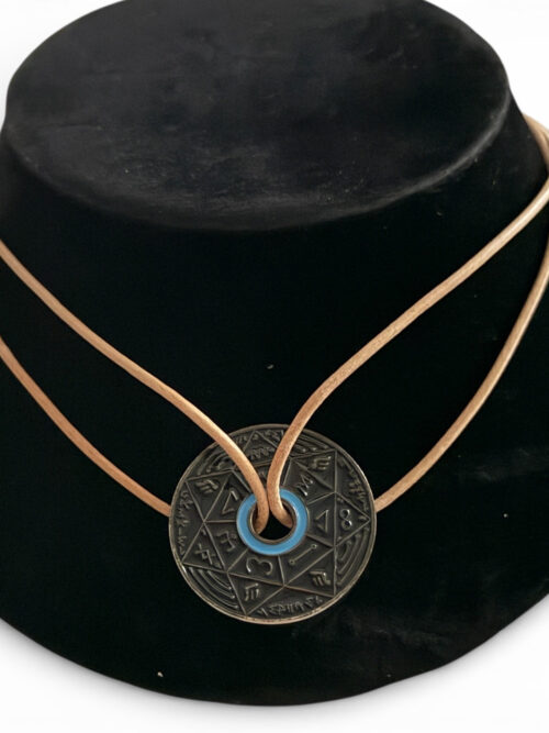 Collier Pentacle Kabbalistique TRINITY TSAMID "Nox" Full Black & Turquoise - Limited Edition