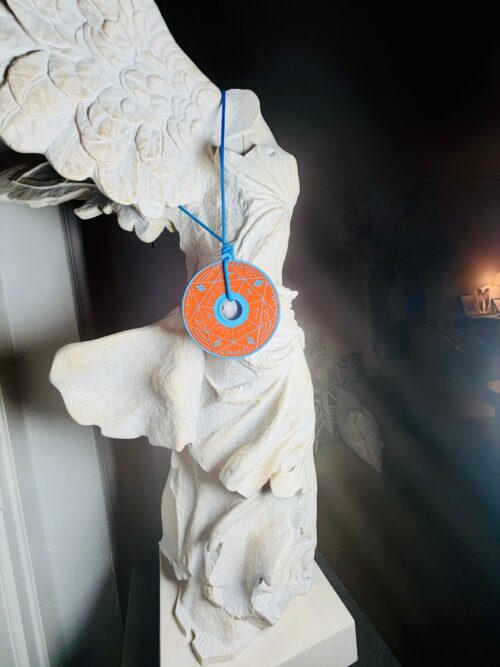 Pendentif Pentacle Kabbalistique d'Activation, de Vérité & de Décision TRINITY "Pyréa" Orange & Turquoise - Limited Edition