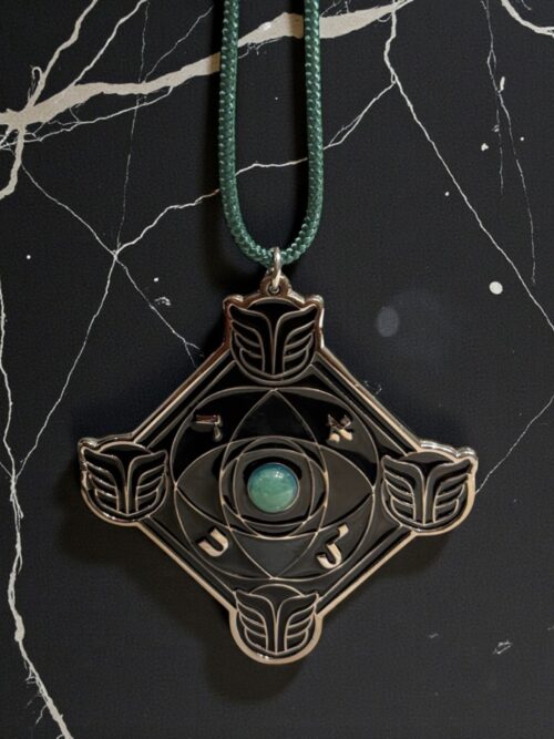 Pendentif Talisman kabbalistique Mystique  🜃 "NOX KETER" SIGLIUM Black & Silver  - Aventurine  Green — La Pierre de Puissance Validée-Limited Edition