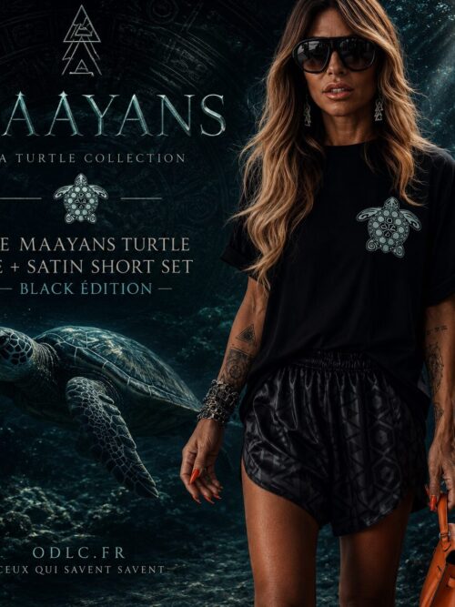 THE MAAYANS TURTLE TEE + SATIN SHORT SET — BLACK EDITIONÉdition Limitée —