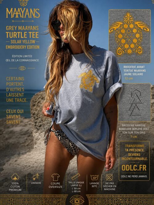 GREY MAAYANS TURTLE TEE — SOLAR YELLOW EMBROIDERY EDITION