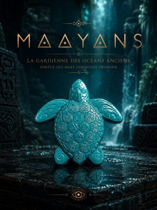 MAAYANS — LA GARDIENNE DES OCÉANS ANCIENS - TORTUE DES MERS TURQUOISE PROFOND- Talisman Mystique Kabbalistique -Pendentif + cordon turquoise