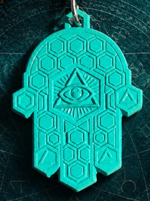 YAD  TURQUOISE PROFOND — LA MAIN DE LA CONNAISSANCE PENTACLE SALOMONIEN DE PROTECTION