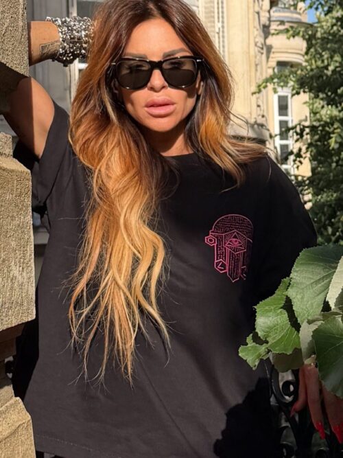 THE HAND TEE + MAAYANS SATIN SHORT SET — PINK EDITION
