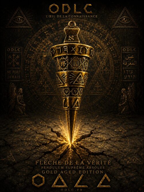FLÈCHE DE LA VÉRITÉ PENDULUM SUPRÊME ABSOLUE — GOLD AGED EDITION
Édition Ultra Limitée • Gold Aged Edition • 200 g • 10 cm • Alliage plomb et zinc