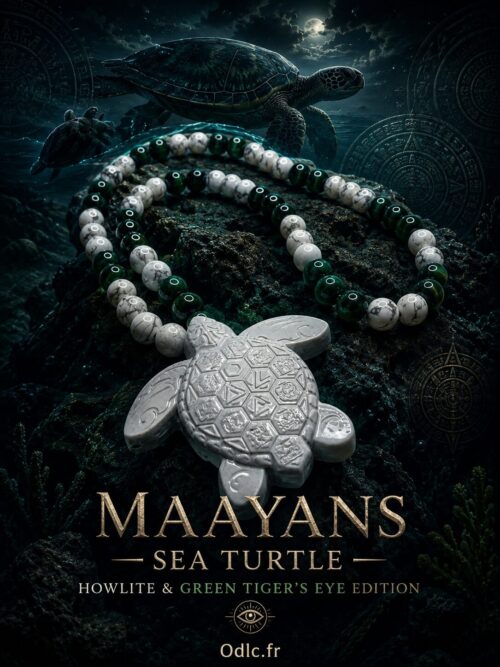 MAAYANS — SEA TURTLE
HOWLITE & GREEN TIGER’S EYE EDITION