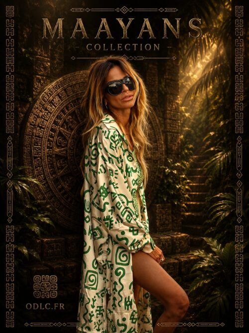 MAAYANS — DYNASTY SATIN SHIRT DRESS EDITION JADE ET CRÈME
Édition Ultra Limitée — Couture Parisienne • Fait Main •