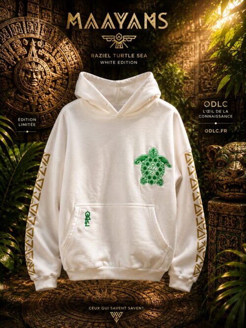 MAAYANS — RAZIEL TURTLE SEA HOODIE — WHITE EDITION