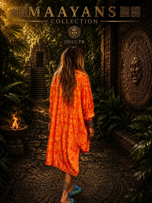 MAAYANS — DYNASTY SATIN SHIRT DRESS EDITION ORANGE FLAMBOYANT 
Édition Ultra Limitée — Couture Parisienne • Fait Main •