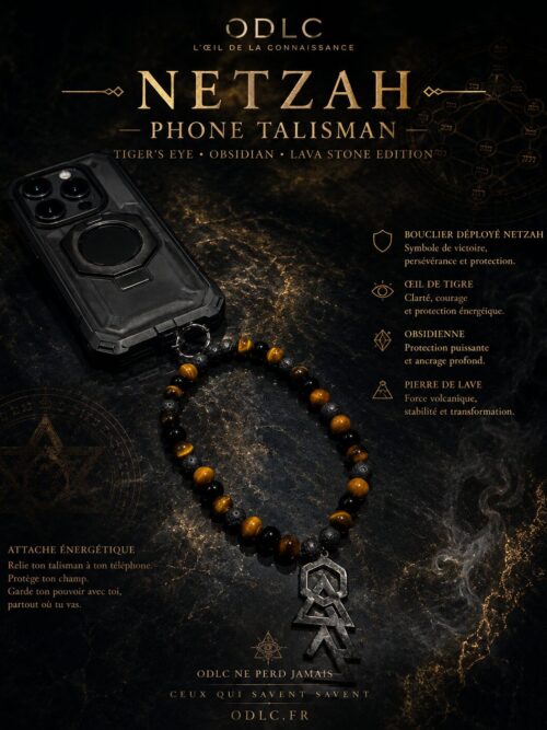 NETZAH — PHONE TALISMAN
Tiger’s Eye • Obsidian • Lava Stone Edition