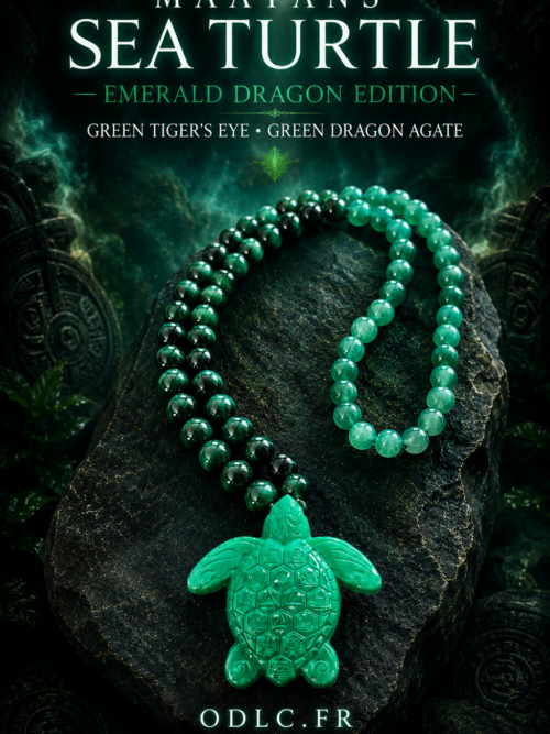 MAAYANS SEA TURTLE — EMERALD DRAGON EDITION
GREEN TIGER’S EYE • GREEN DRAGON AGATE