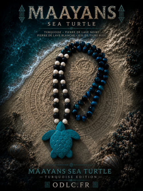 MAAYANS SEA TURTLE — BLUE TIGER VOLCANIC EDITION
Pierre de Lave Noire • Pierre de Lave Blanche • Œil de Tigre Bleu
