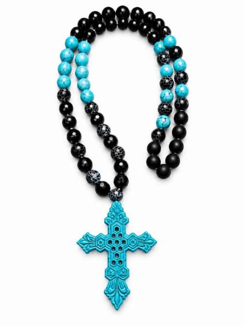 LARGE SALOMONIAN CROSS — SINAY BLUE
LA GRANDE CROIX SALOMONIENNE DES CINQ PORTES DE SINAY
LE RITUEL DE NETTOYAGE PUISSANT DES QUATRE ŒUFS BLANCS — LES CINQ PORTES
GRANDE CROIX 8 CM • LAITON • TURQUOISE • AGATE NOIRE FACETTÉE EXTRÊMEMENT BRILLANTE • PIERRE DE LAVE NOIRE MATE • RITUEL DES 4 ŒUFS • 36 HEURES • ANCIENT FORMULAS