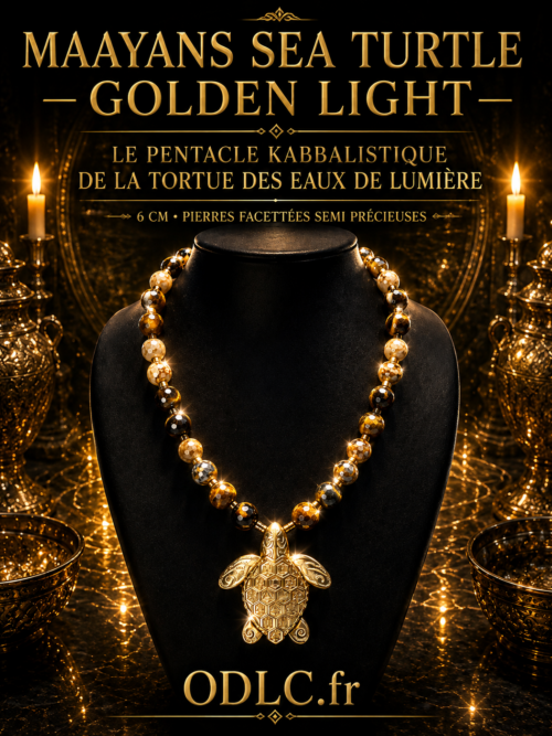 MAAYANS SEA TURTLE — GOLDEN LIGHT
LE PENTACLE KABBALISTIQUE DE LA TORTUE DES EAUX DE LUMIÈRE
6 CM • PIERRES FACETTÉES SEMI PRÉCIEUSES -LUMINEUSES • ÉDITION GOLDEN LIGHT •Laiton•Fabrique en Californie