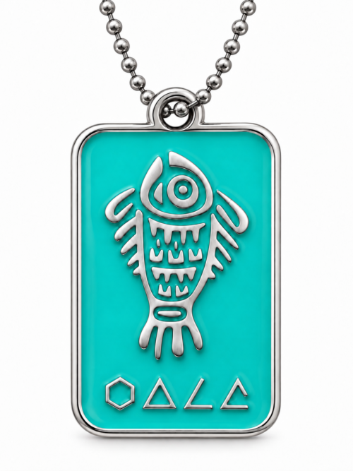 MICHIN — THE EYE BENEATH THE WATERS
LE POISSON DE LA CONNAISSANCE — TURQUOISE PROFOND
L’ŒIL SOUS LES EAUX • LE GARDIEN DES PROFONDEURS
Bouclier Déployé • Formules Phéniciennes • Langage Maya ODLC • Le Passage de MICHIN. 6 cm sur 4 cm