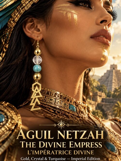 AGUIL NETZAH — THE DIVINE EMPRESS L’IMPÉRATRICE DIVINE

Gold, Crystal & Turquoise — Imperial Edition

Talisman mystique — Bouclier de David Déployé — Finition or lumineux — Cristal transparent & Turquoise — Boucle d’oreille vendue à l’unité.
