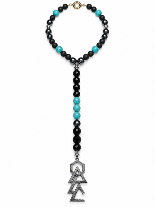 NETZAH — THE SILVER DYNASTY LA DYNASTIE D’ARGENT
BOUCLIER DE DAVID DÉPLOYÉ The Unfolded Shield — Silver Tie Edition 7 cm
Sautoir Cravate Talisman — Silver, Noir & Turquoise